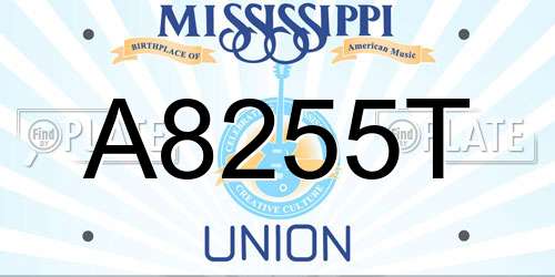 A8255T Mississippi License Plate