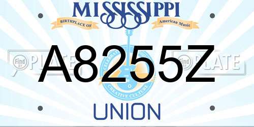 A8255Z Mississippi License Plate