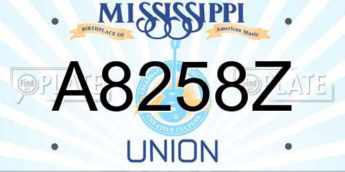 A8258Z Mississippi License Plate