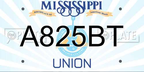 A825BT Mississippi License Plate