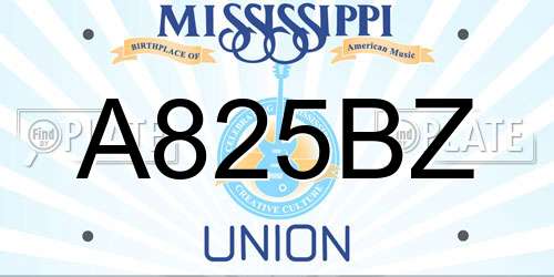 A825BZ Mississippi License Plate