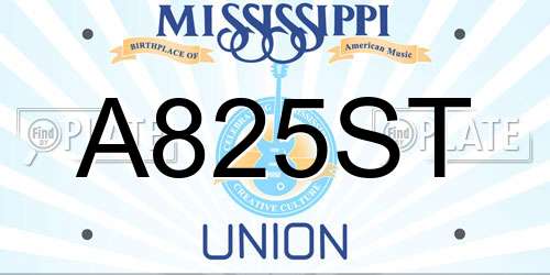 A825ST Mississippi License Plate