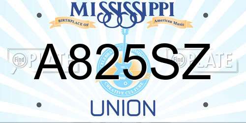 A825SZ Mississippi License Plate