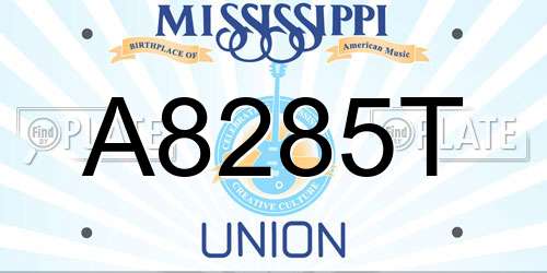 A8285T Mississippi License Plate