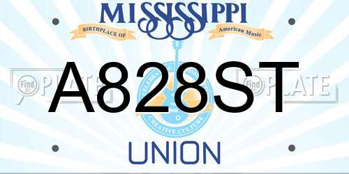 A828ST Mississippi License Plate