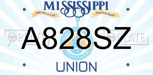 A828SZ Mississippi License Plate