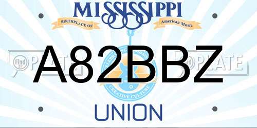 A82BBZ Mississippi License Plate