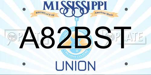 A82BST Mississippi License Plate