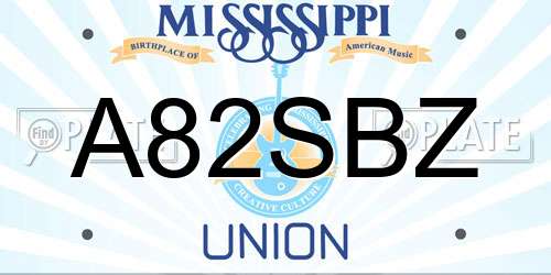 A82SBZ Mississippi License Plate