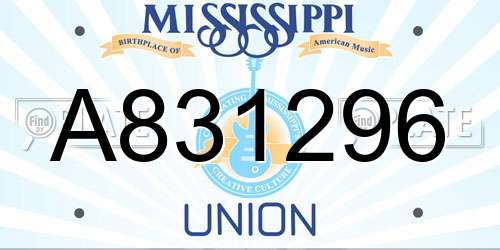 A831296 Mississippi License Plate