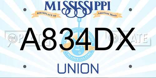 A834DX Mississippi License Plate