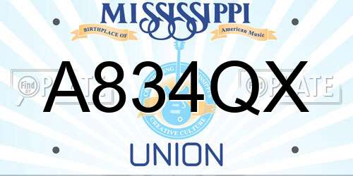 A834QX Mississippi License Plate