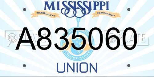 A835060 Mississippi License Plate
