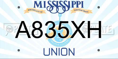 A835XH Mississippi License Plate