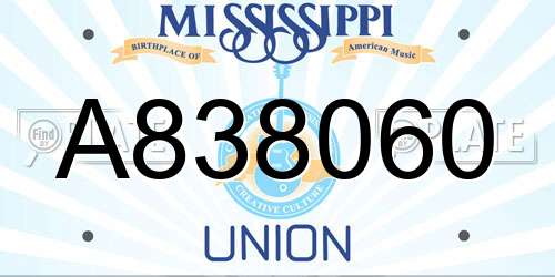 A838060 Mississippi License Plate