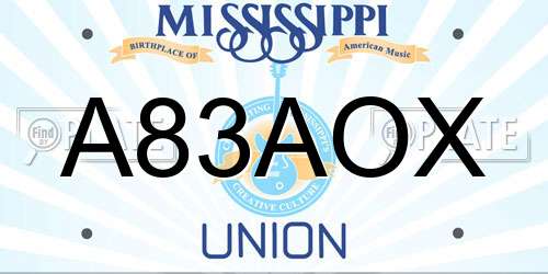 A83AOX Mississippi License Plate
