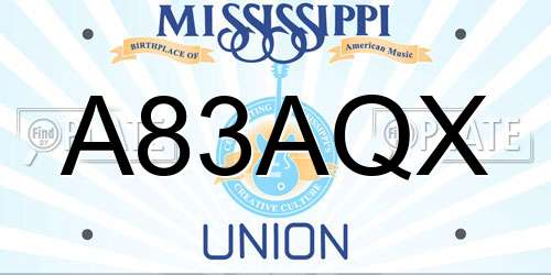 A83AQX Mississippi License Plate