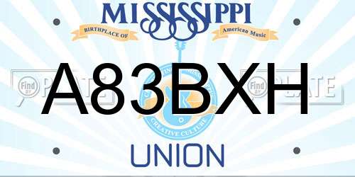 A83BXH Mississippi License Plate