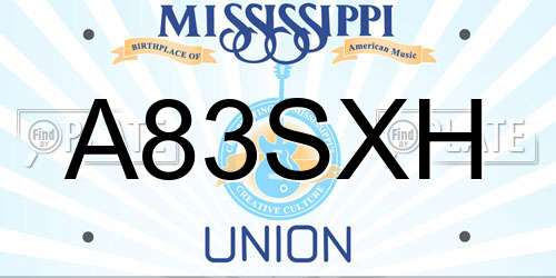 A83SXH Mississippi License Plate