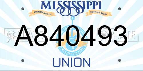 A840493 Mississippi License Plate