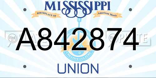 A842874 Mississippi License Plate