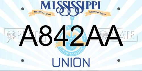 A842AA Mississippi License Plate