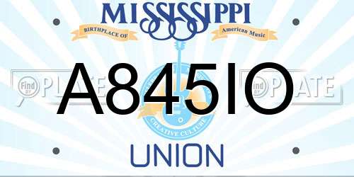 A845IO Mississippi License Plate
