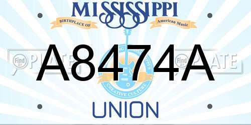 A8474A Mississippi License Plate