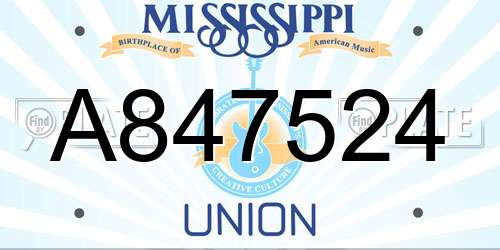 A847524 Mississippi License Plate