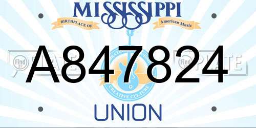 A847824 Mississippi License Plate