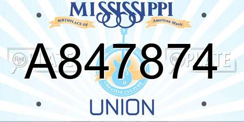 A847874 Mississippi License Plate