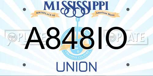 A848IO Mississippi License Plate