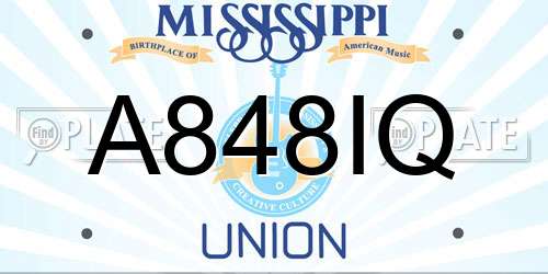 A848IQ Mississippi License Plate
