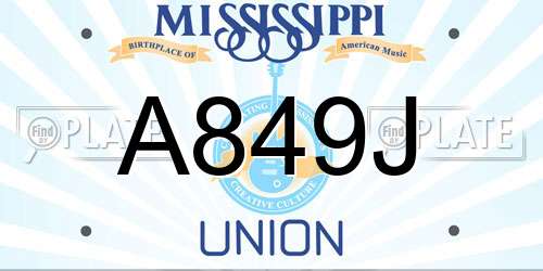 A849J Mississippi License Plate
