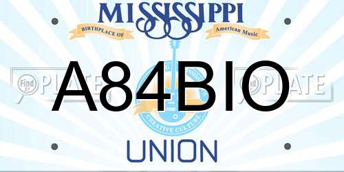 A84BIO Mississippi License Plate