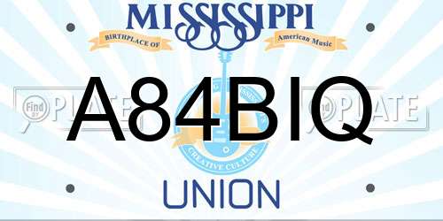 A84BIQ Mississippi License Plate