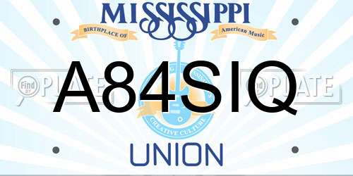 A84SIQ Mississippi License Plate