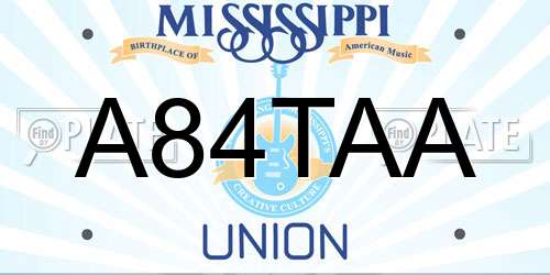 A84TAA Mississippi License Plate