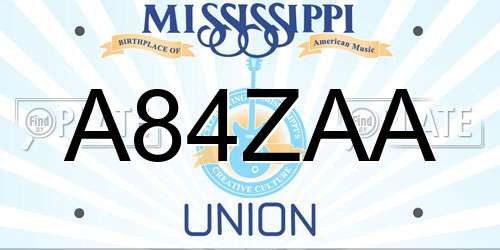A84ZAA Mississippi License Plate