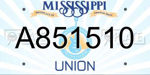 A851510 Mississippi License Plate