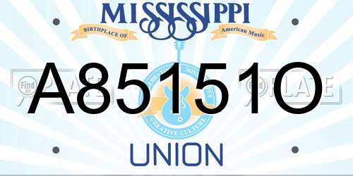 A85151O Mississippi License Plate