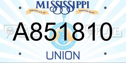 A851810 Mississippi License Plate