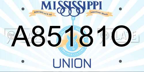 A85181O Mississippi License Plate