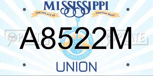 A8522M Mississippi License Plate