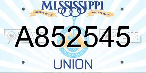 A852545 Mississippi License Plate