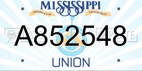 A852548 Mississippi License Plate