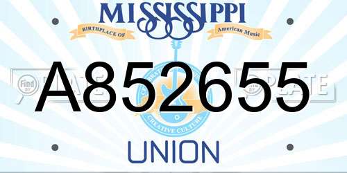 A852655 Mississippi License Plate