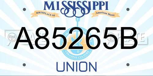 A85265B Mississippi License Plate