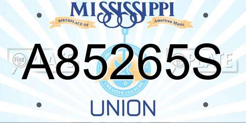 A85265S Mississippi License Plate