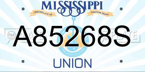 A85268S Mississippi License Plate